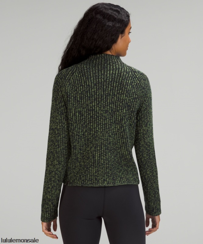 Lululemon Damen DELULU467 | Grüner Laub Pullover Aus Einer Baumwoll-kaschmir-mischung Mit Stehkragen